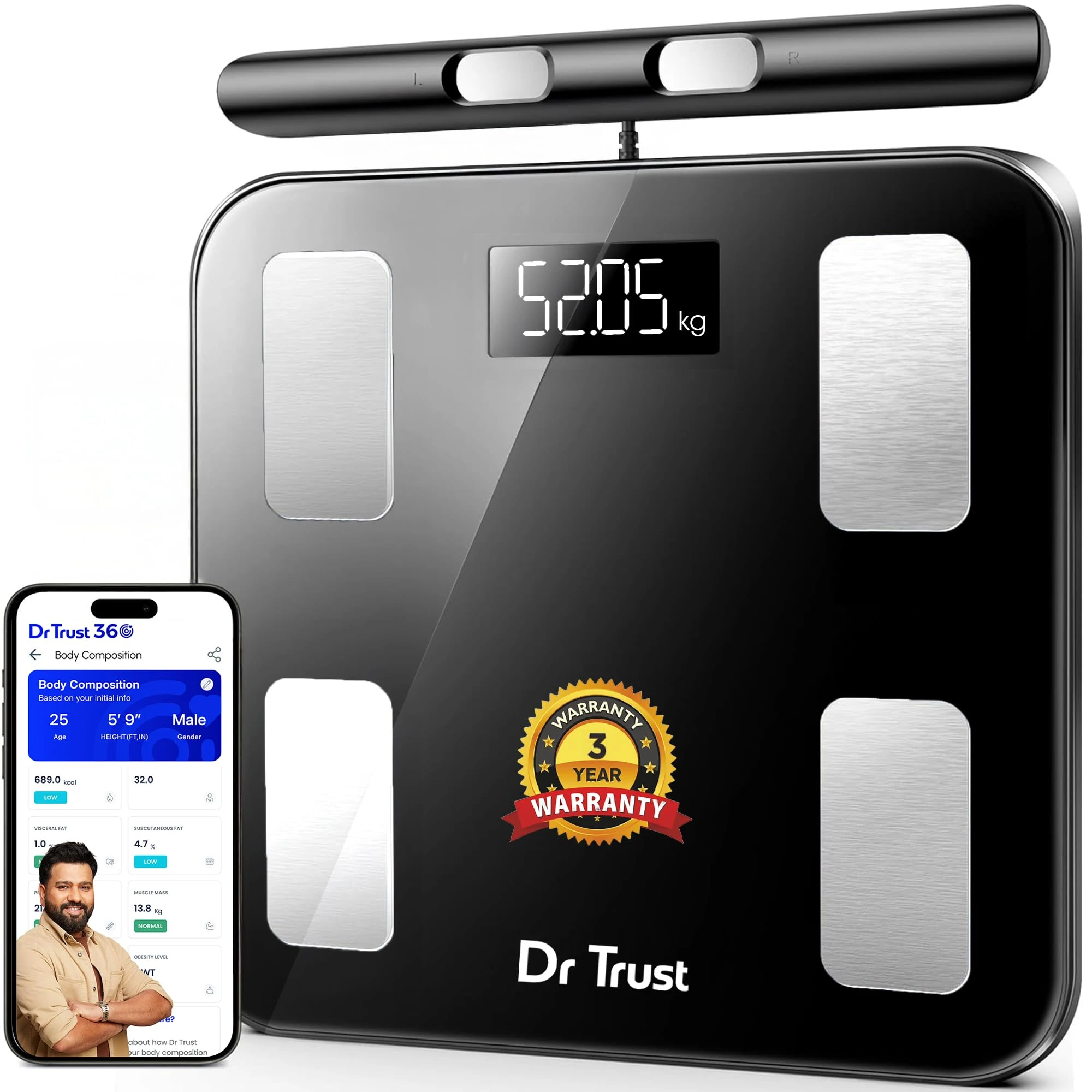 Dr Trust USA 532 Digital BMI Weighing Scale & Body Fat Analyzer, Body Composition, 8 Electrode Smart Scale ...
