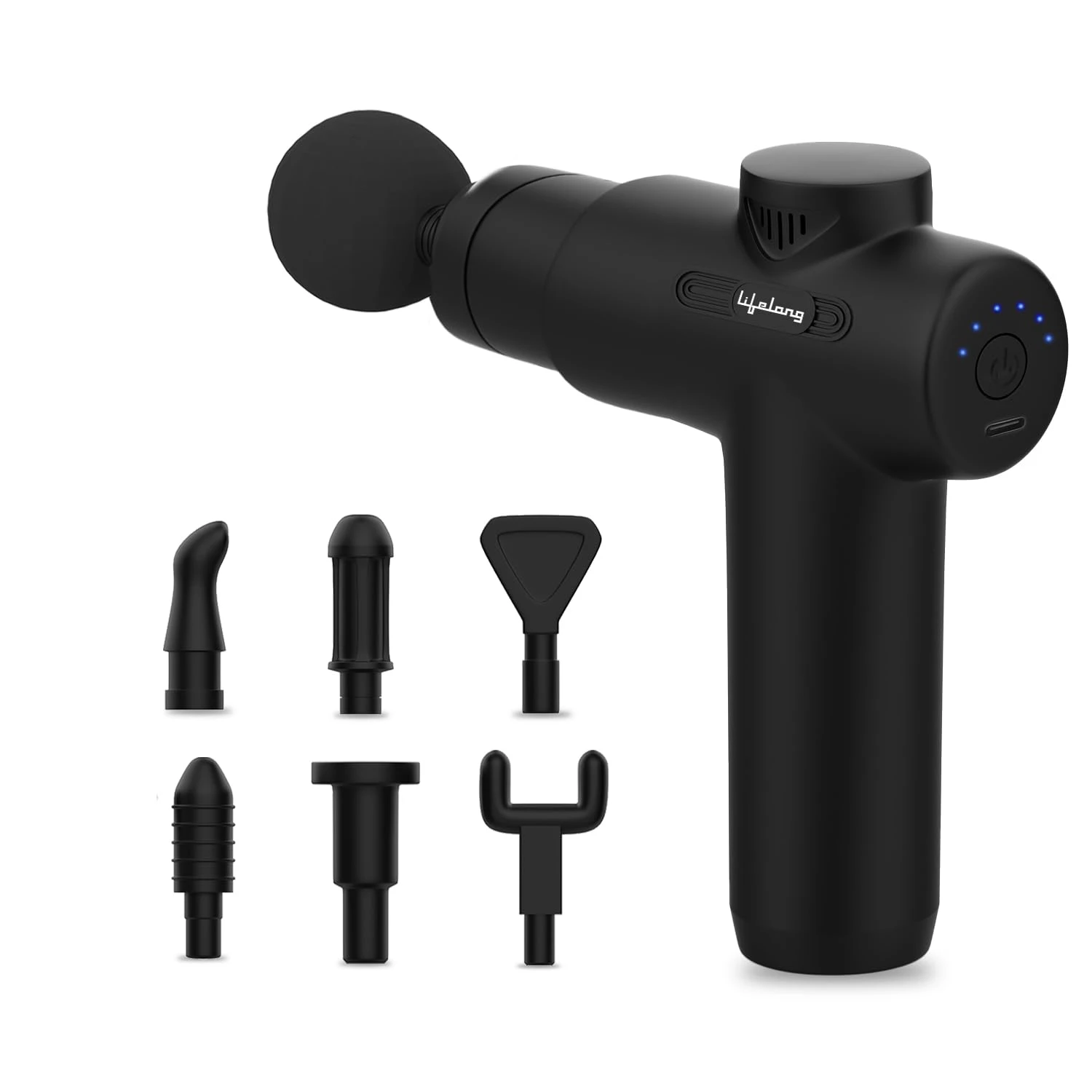 Lifelong LLGM109 Percussion Massage Gun for Pain Relief, Deep Tissue, 6 Speeds & 7 Massage Heads, Cordless,...