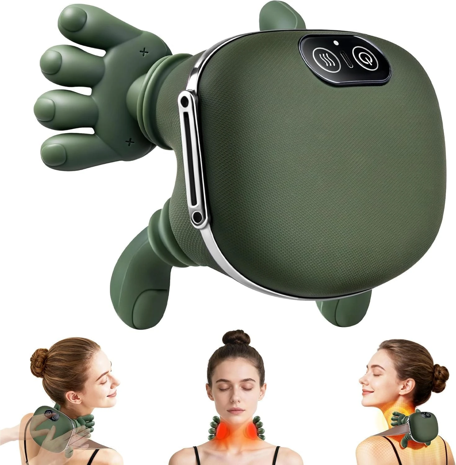Bionic Heated Massager, Wireless Portable Shiatsu Neck and Back Massager, Electric Deep Tissue 4D Kneading Massage, Simula...