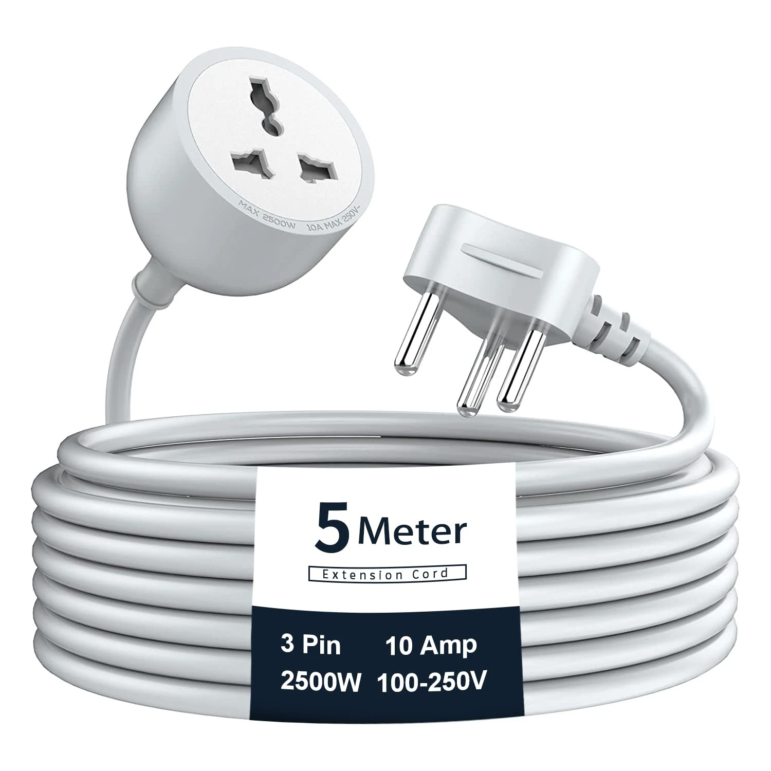 Hoteon Extension Board with 5 Meters Heavy Duty Long Wire Cord, Single Outlet Socket 2500W 10A Expandable E...