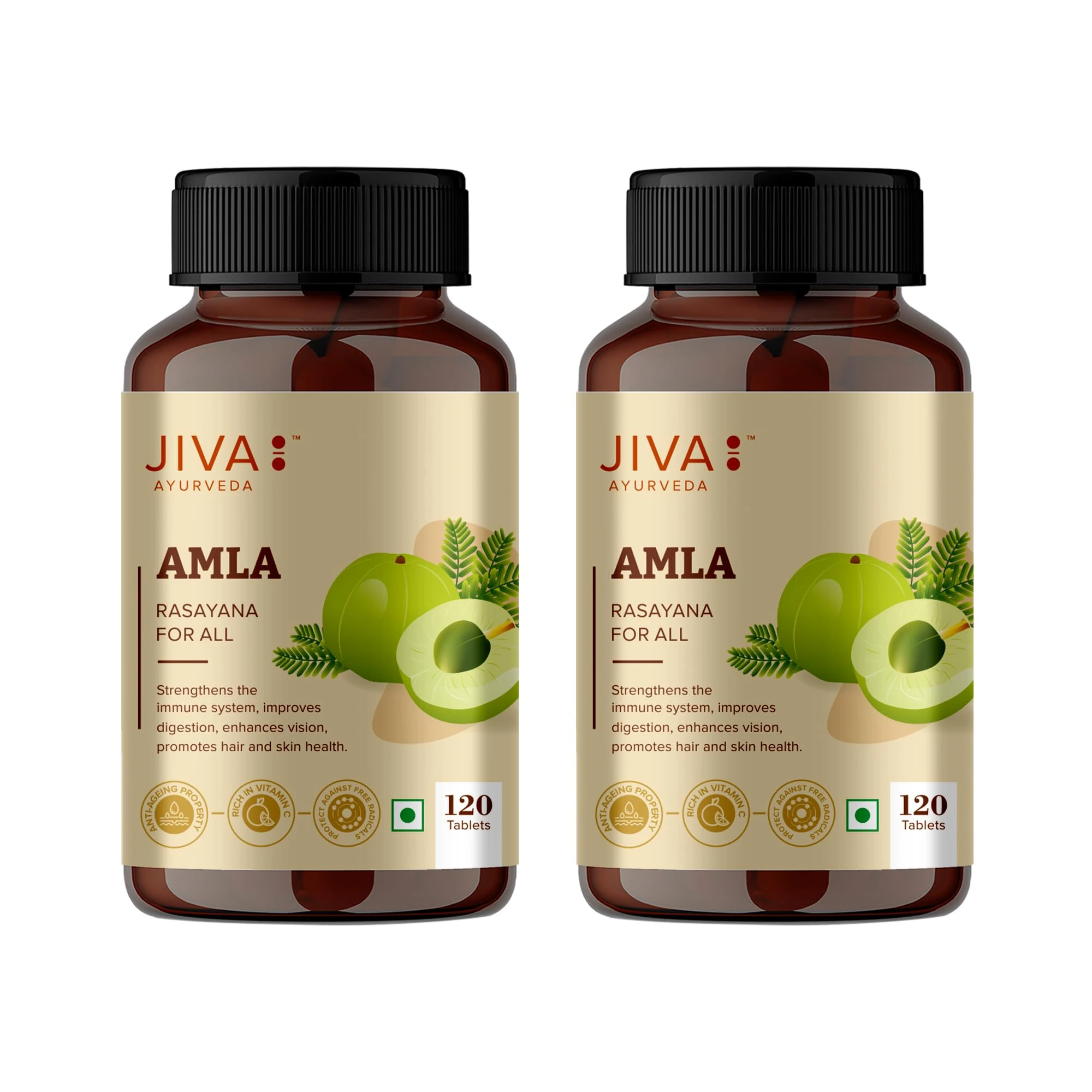 Jiva Amla Tablets 500mg 240 Tablets | 100% Herbs Used, Rich In Vitamin C | Rich In Antioxidants | Improves ...