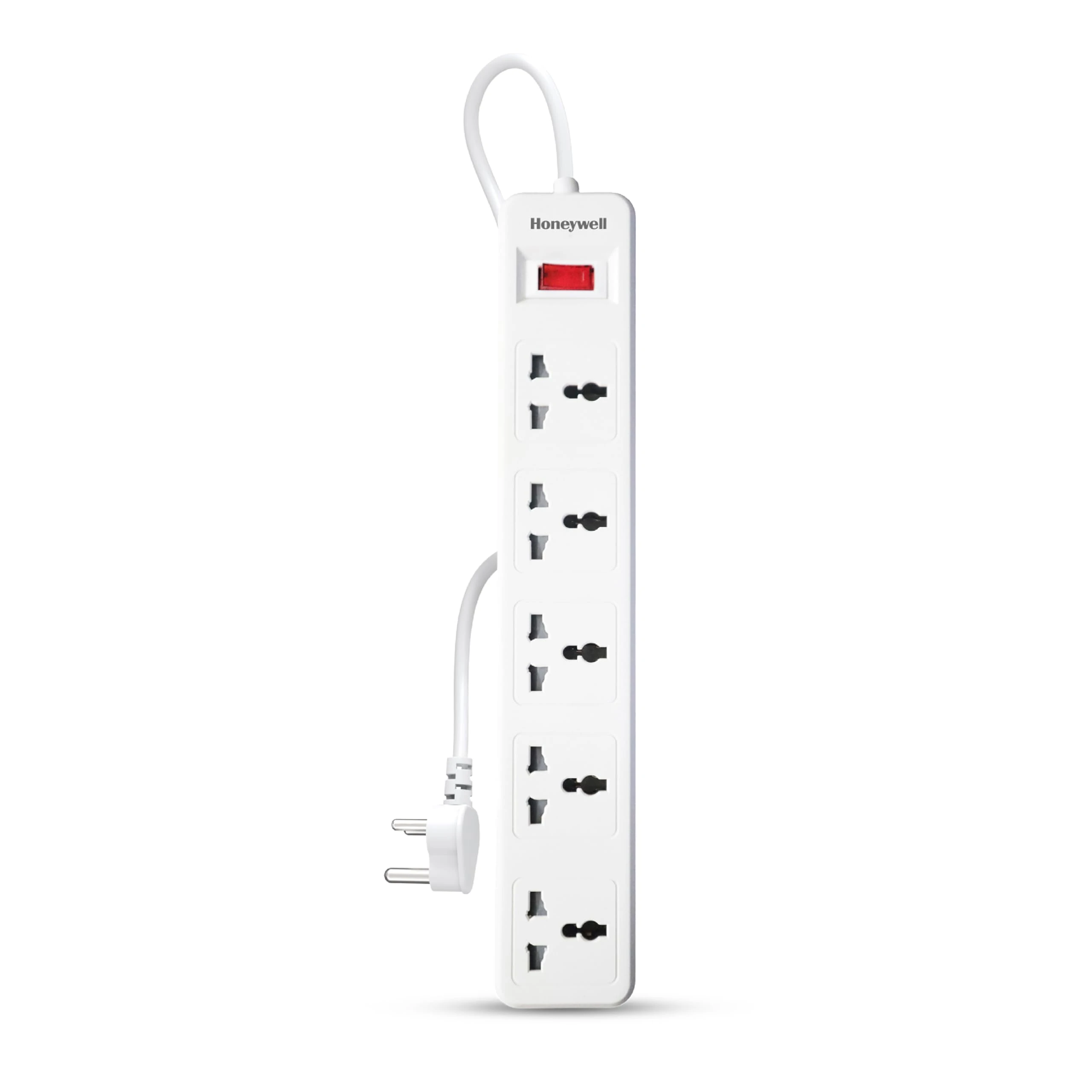 Honeywell 5 Outlet Extension Board with Master Switch, 6 Amps, 250V, 5 International Sockets, Pure Copper, 6 Advanced Safe...