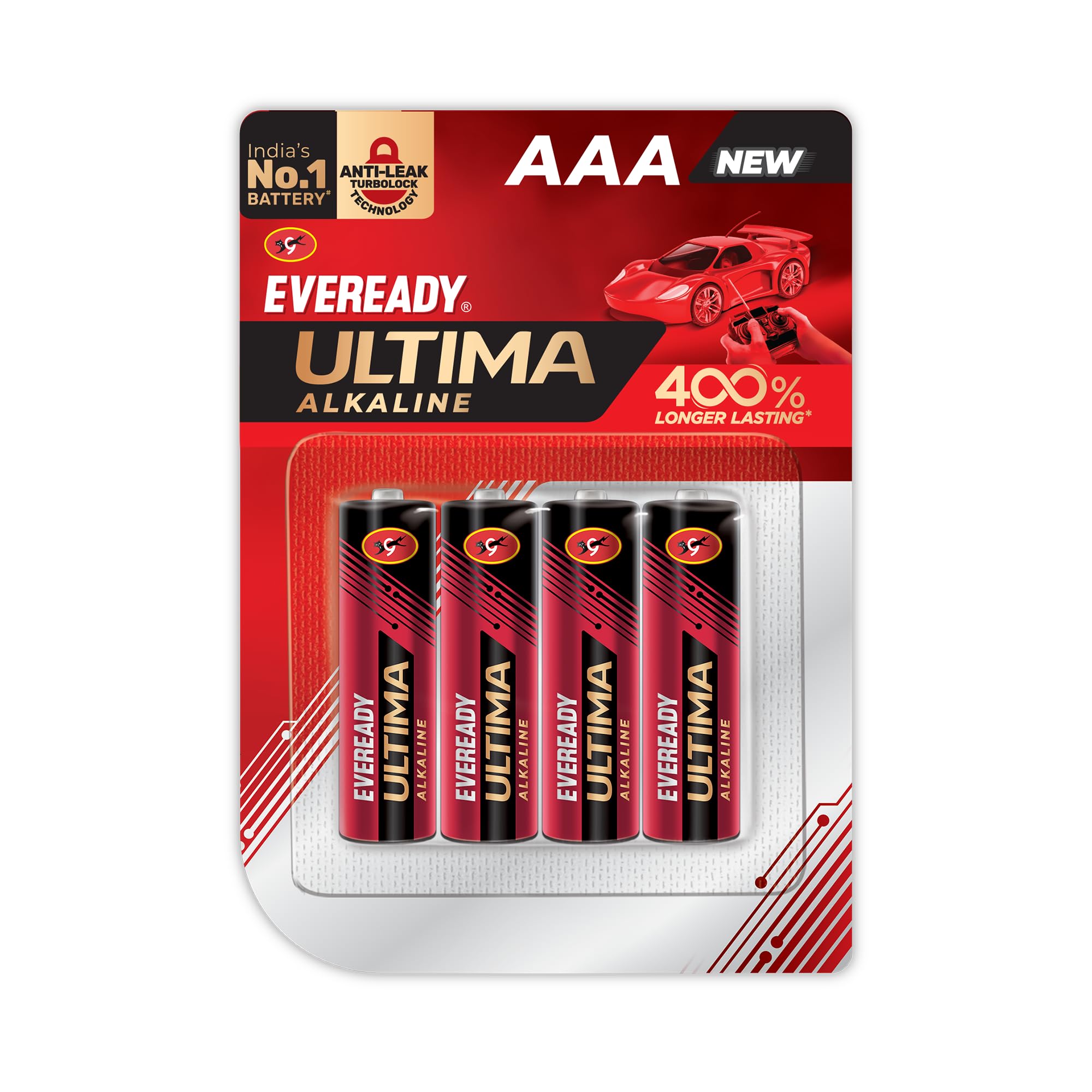 Eveready Ultima Alkaline AAA Battery, 400% Longer Lasting, Anti-Leak Turbolock Technology, Eco-Friendly Batteries for Hig...