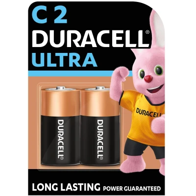 Duracell Ultra C Battery, Pack of 2, High-Drain Devices, Flashlight, Toy, Clock