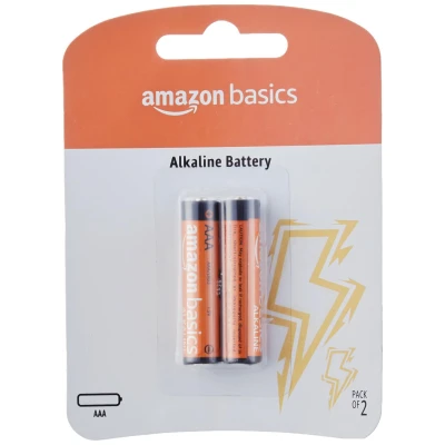 Amazon Basics AAA Alkaline Batteries (Pack of 2), 1.5V, Long Lasting, Leak-Proof, AAA Batteries for Remote ...