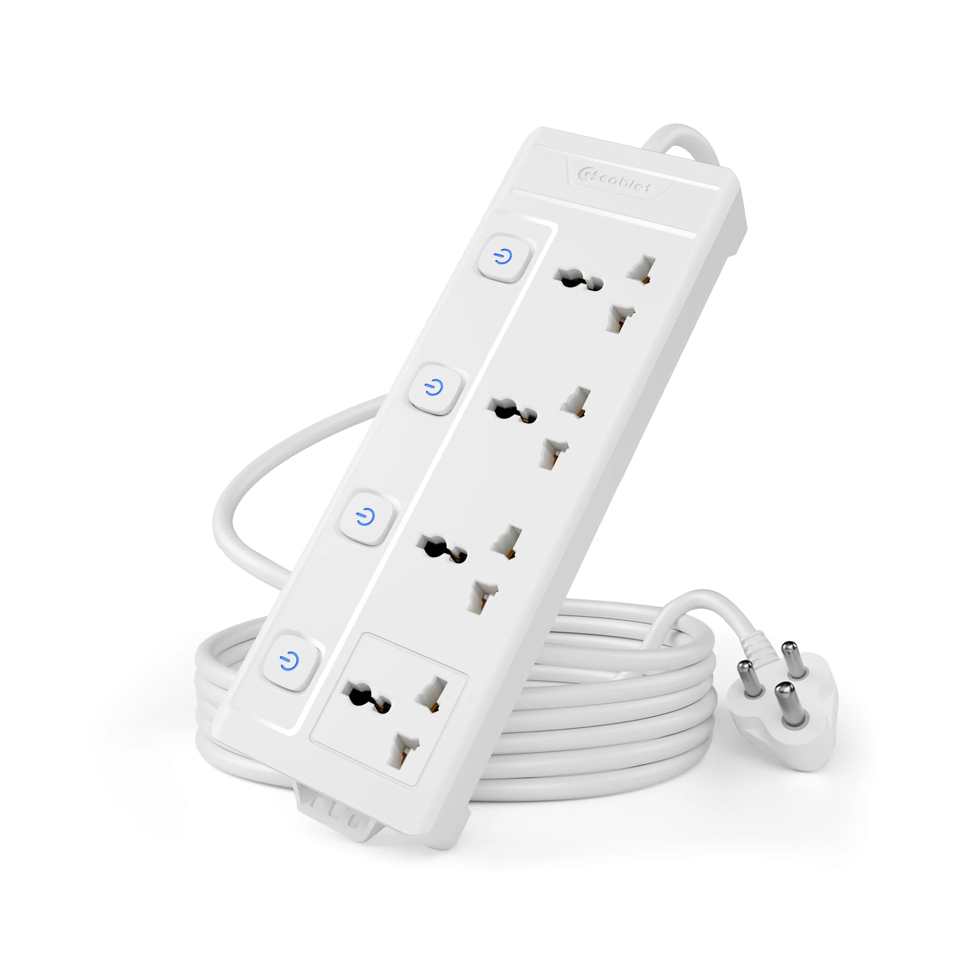 Cablet 250 Volts Extension Board 2500W 10A, 4 Universal Sockets, Individual Switches, 1.8M Heavy Duty Coppe...