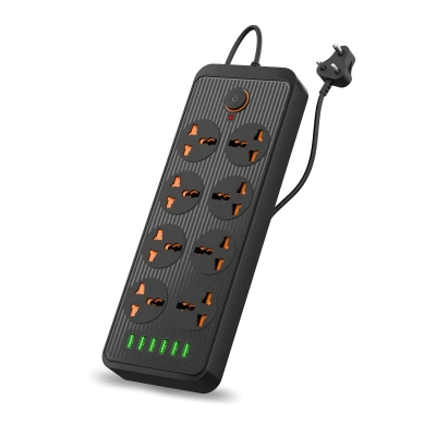 Portronics Power Plate 7 with 6 USB Port + 8 Power Sockets Power Strip Extension Board with 2500W, 3Mtr Cord Length, 2.1A ...
