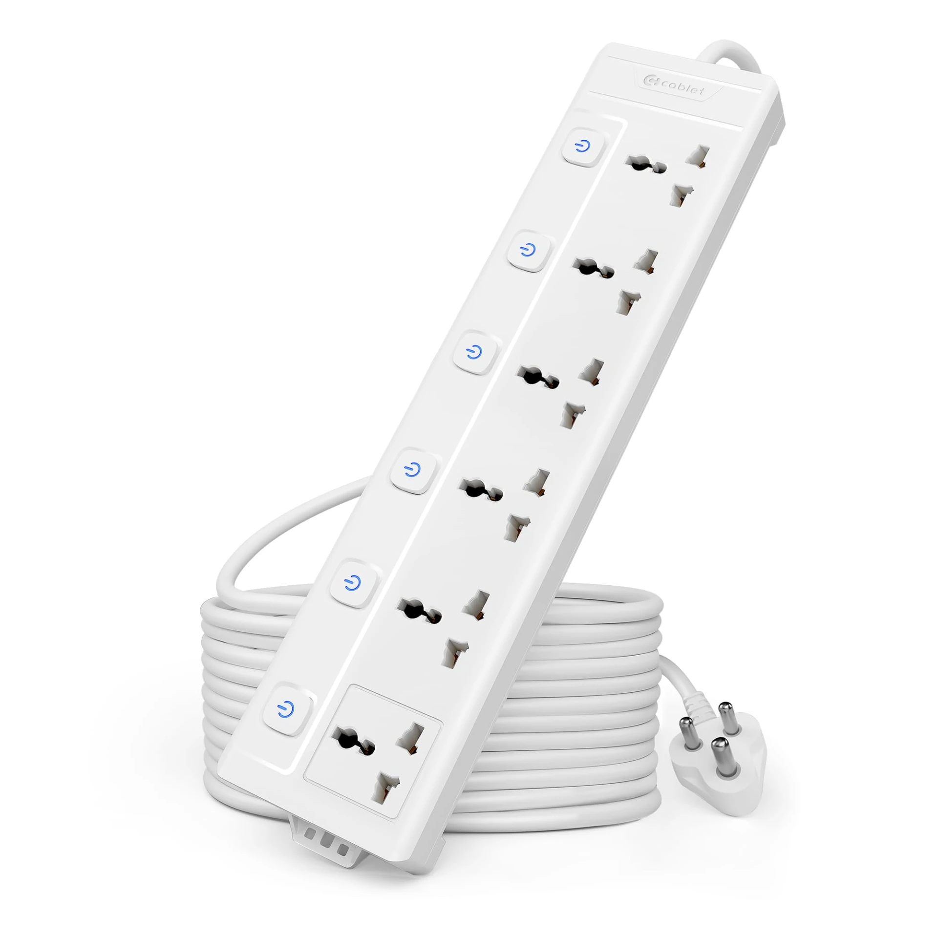 Cablet Extension Board 2500W 10A | 6 Universal Multi Plug Socket with Individual Switches | 4.5 Meter Heavy Duty Cord | LE...