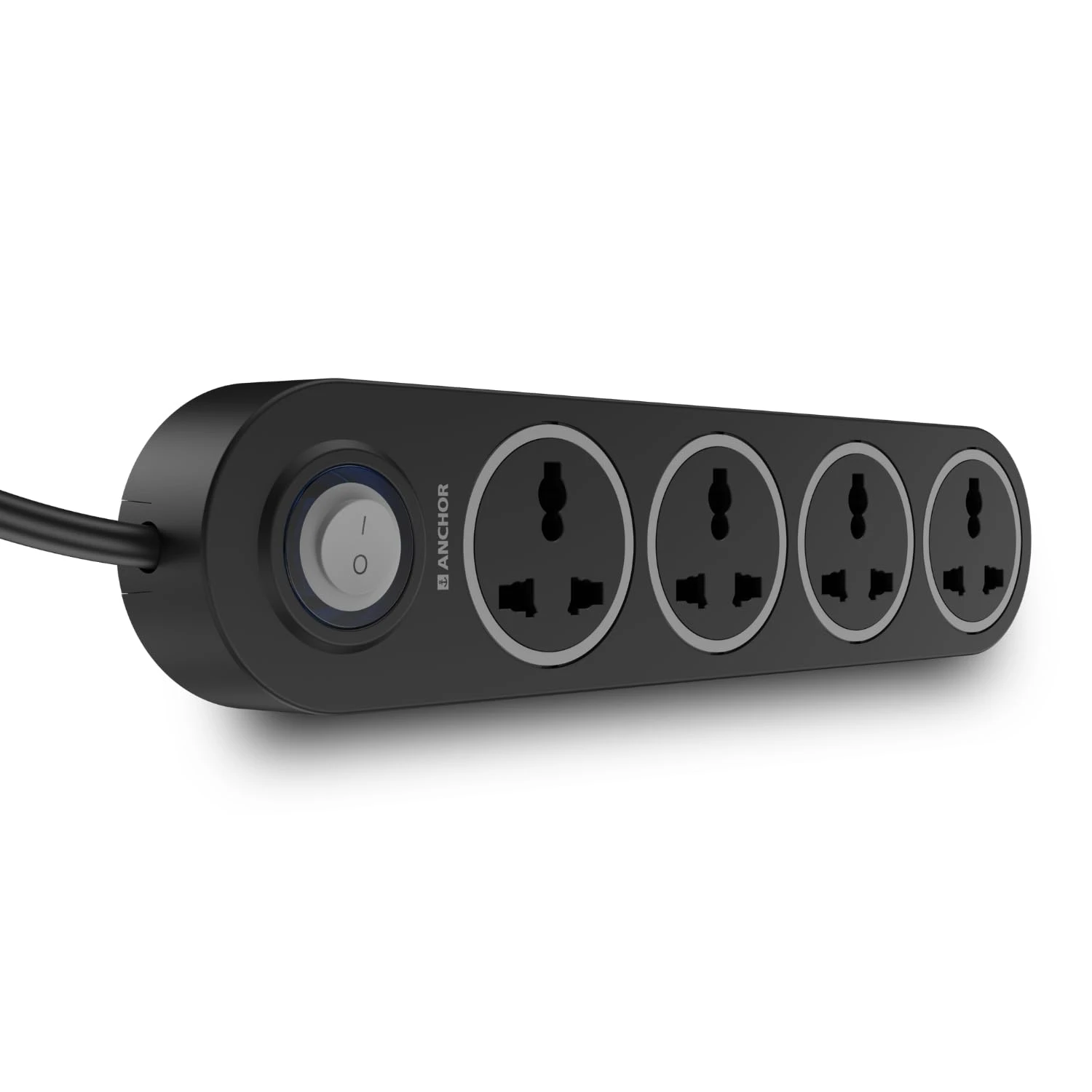 Anchor by Panasonic 4 Universal Socket Extension Board, 6A Spike Guard with 2-Meter Heavy Duty Cord for Home and Office Us...