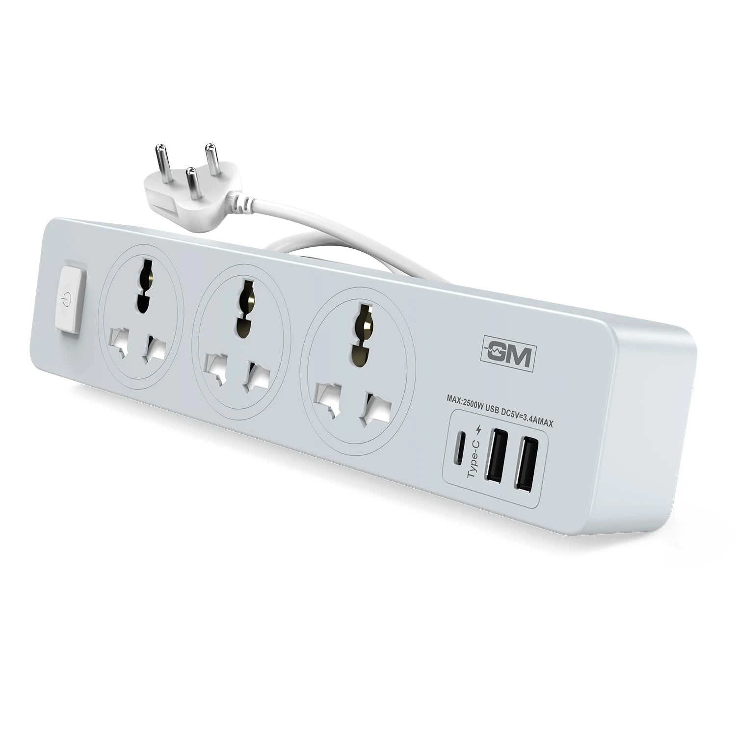 GM Cuba 3341 Extension Board with USB Port Type A & C | 2500 Watt Switch Board Surge Protector | Spike Guard with 1.8 Mtr ...