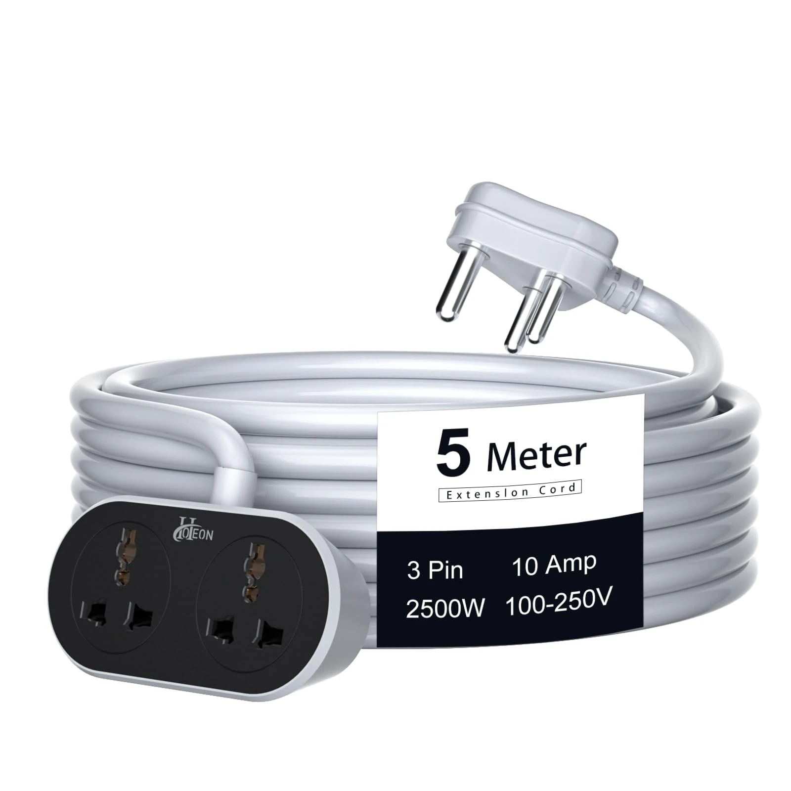 Sponsored Ad - Hoteon Extension Board 5 Meter, 2500W 10A Extension Cord, Heavy Duty Long Wire Extension, 2 Universal Outle...