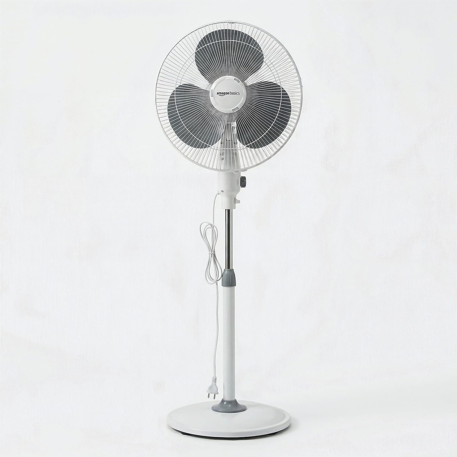 amazon basics 16-Inch Pedestal Fan | Tilting Head | 1400 RPM | Silent Operation| 400mm Sweep Length (Grey)