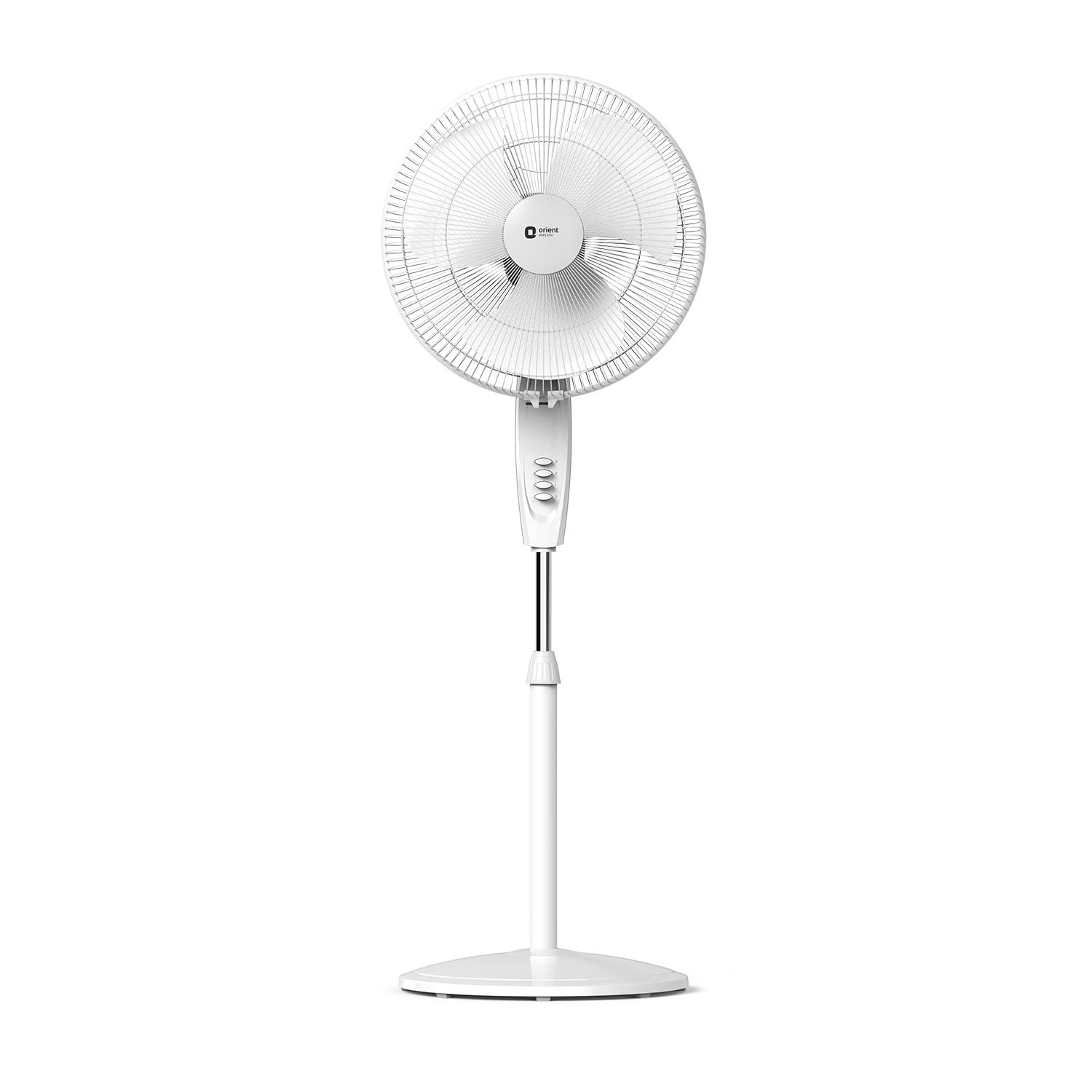 Orient Electric Stand 87 400 MM Pedestal Fans | 100% Copper Motor, High Air Delivery | Millitary Grade Guard | 3 Speed Control, Adjustable Height| Stand Fan for Home |2 Year Warranty by Orient |White — VK Furniture & Electronics | VK Furniture Mangalore