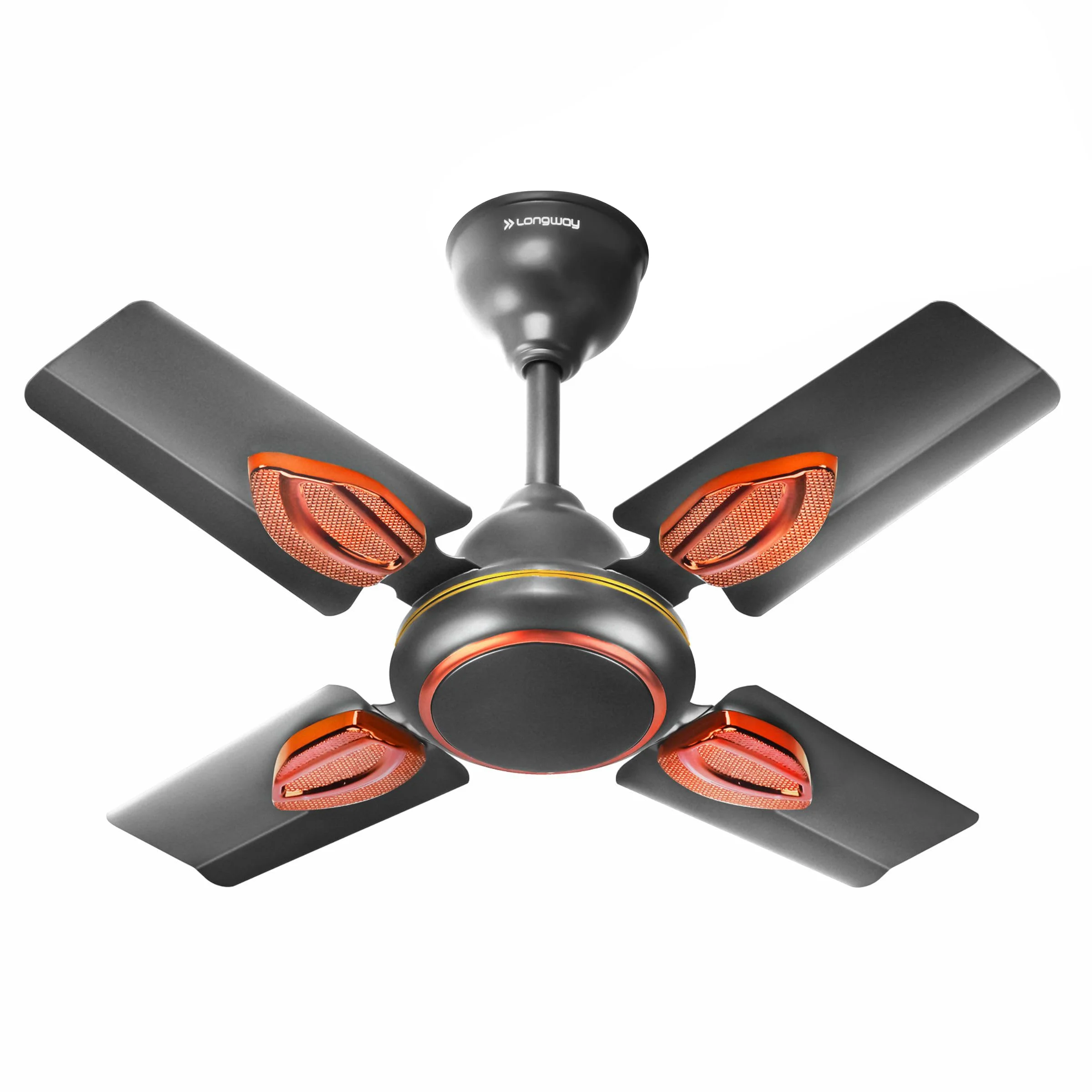 LONGWAY Kiger P1 600 mm/24 inch Ultra High Speed 4 Blade Anti-Dust Decorative Star Rated Ceiling Fan 2 Years Warranty (Smoked Brown, Pack of 1)
