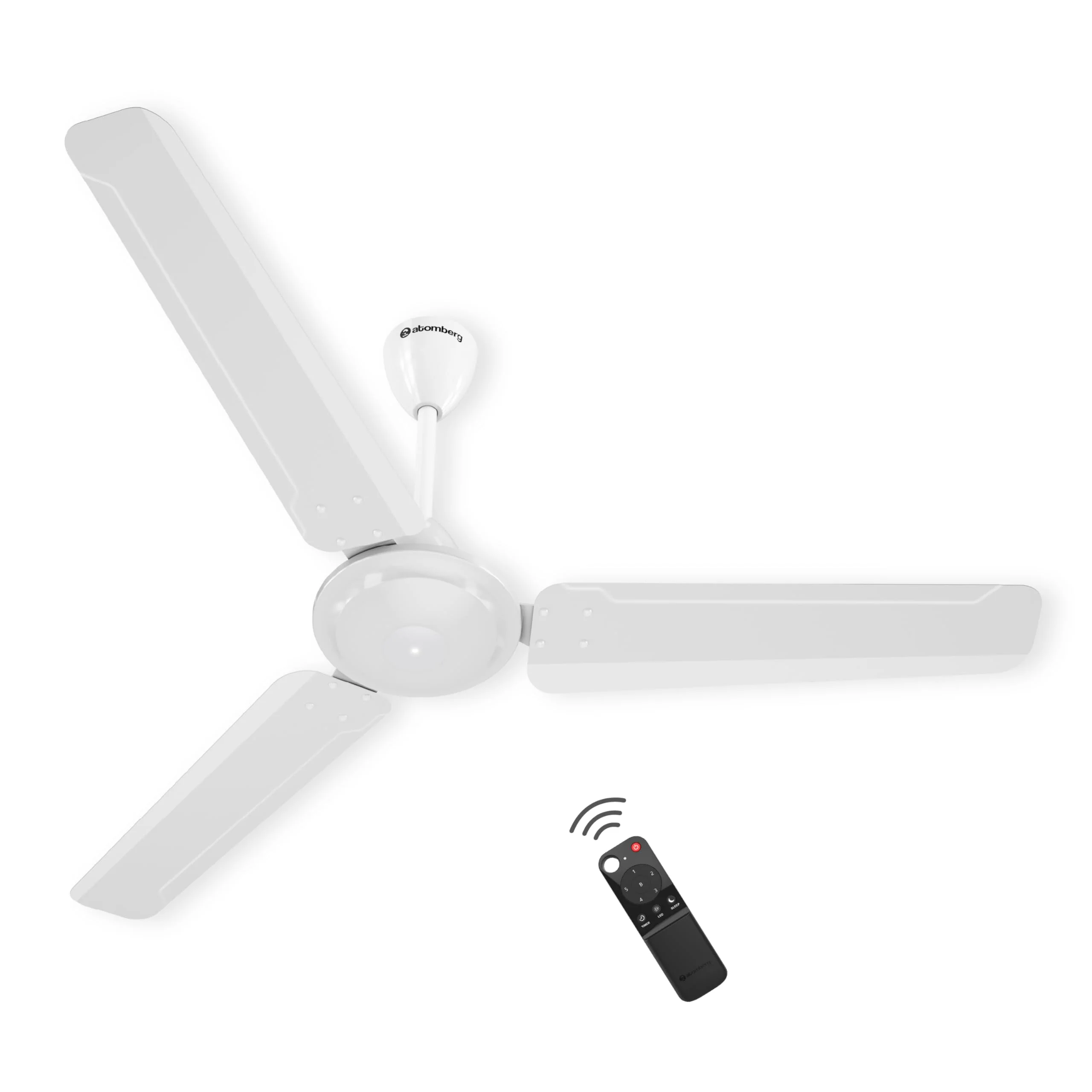 atomberg Ameza Remote Controlled 1200mm BLDC Ceiling Fan | Gloss White | BEE 5 Star | High Air Flow | Low Noise | Power Saving | Timeless Design with 2 Year Warranty — VK Furniture & Electronics | VK Furniture Mangalore