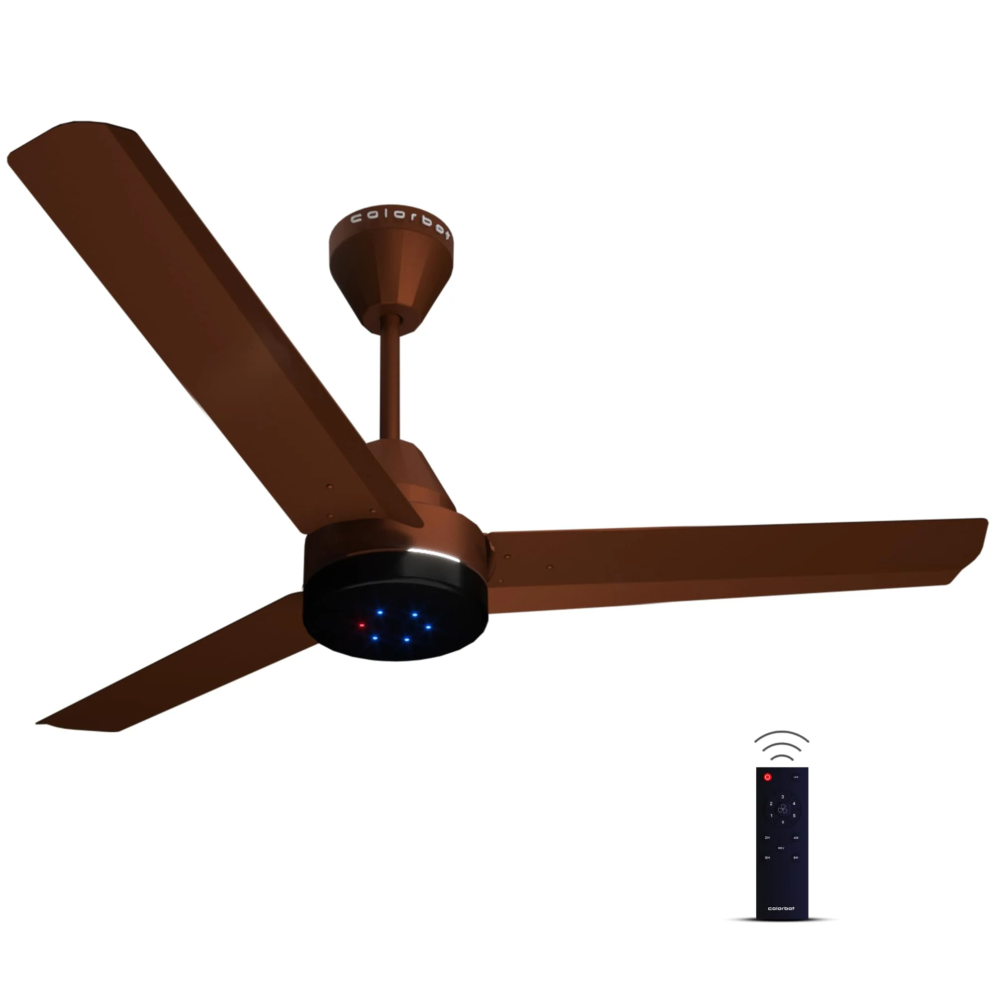 Colorbot Stella BLDC Ceiling Fans 1200mm | BEE 5 Star Rated Power Saver | AeroQuiet+ Technology | 370 RPM | Remote Control (Boost, Timer, LED, Reverse Mode) | 4 Years Warranty (Cocoa Brown)