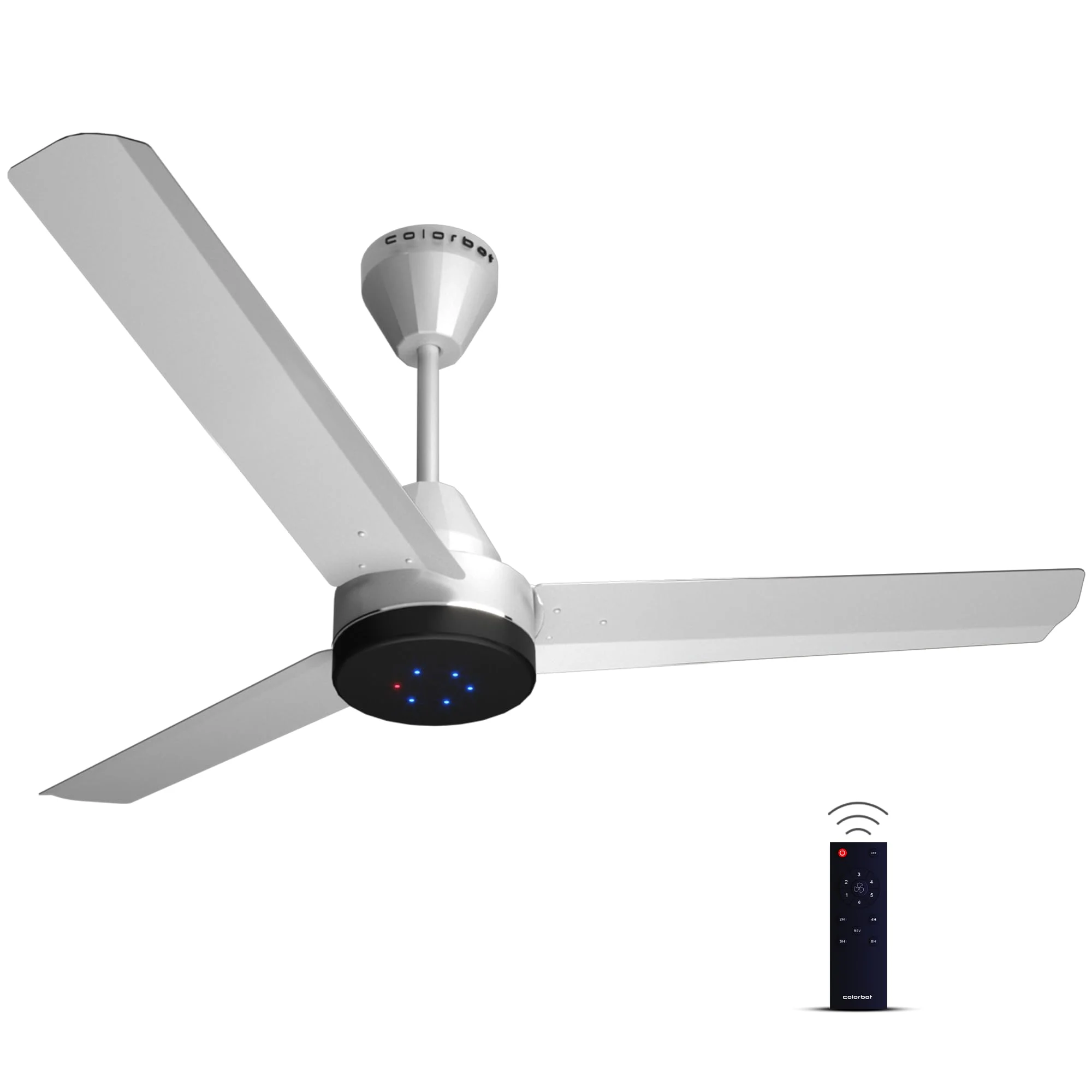 Colorbot Stella BLDC Ceiling Fans 1200mm | BEE 5 Star Rated Power Saver | AeroQuiet+ Technology | 370 RPM | Remote Control (Boost, Timer, LED, Reverse Mode) | 4 Years Warranty (Arctic White)