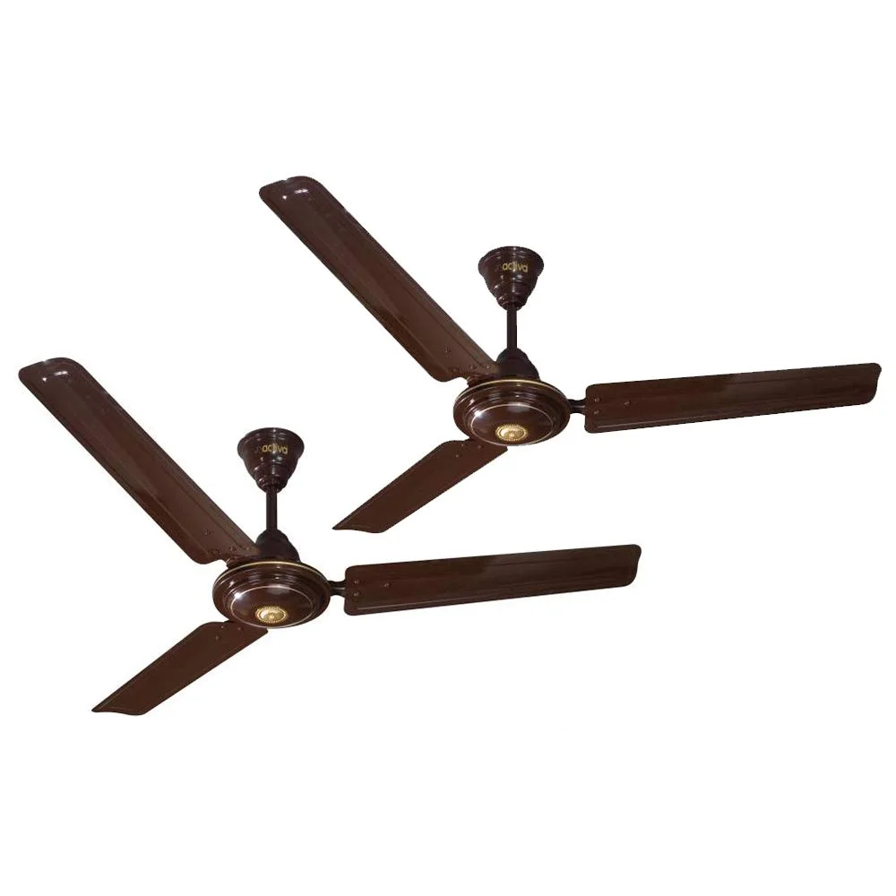 ACTIVA Apsra 1200mm Ceiling Fan (Pack of 2) | 390 RPM High Speed | BEE 1 Star Rated | Anti-Dust Coating | Energy Efficient Motor | Brown | 2 Year Warranty — VK Furniture & Electronics | VK Furniture Mangalore