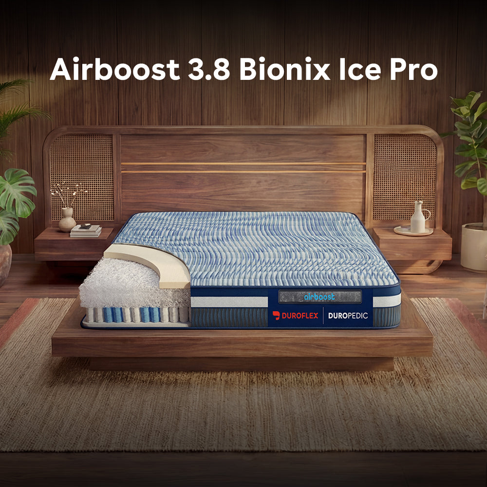 Duropedic Airboost 3.8 Bionix Ice Pro Mattress | 1 lakh+ Airknit fibres and ortho support  | 100 nights trial — VK Furniture & Electronics | VK Furniture Mangalore