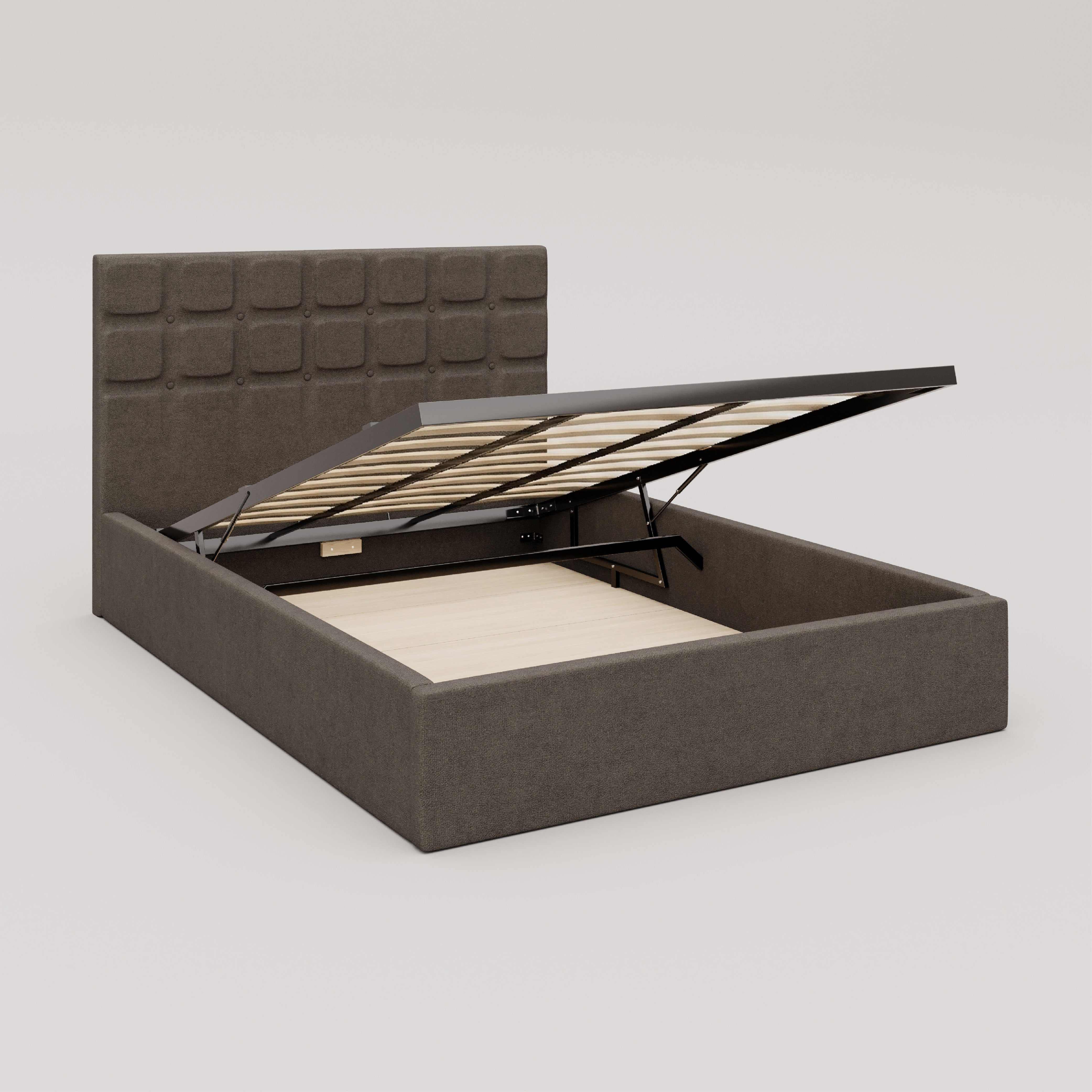 Zuri Hydraulic Upholstered Bed with Storage - Sepia Tint Brown