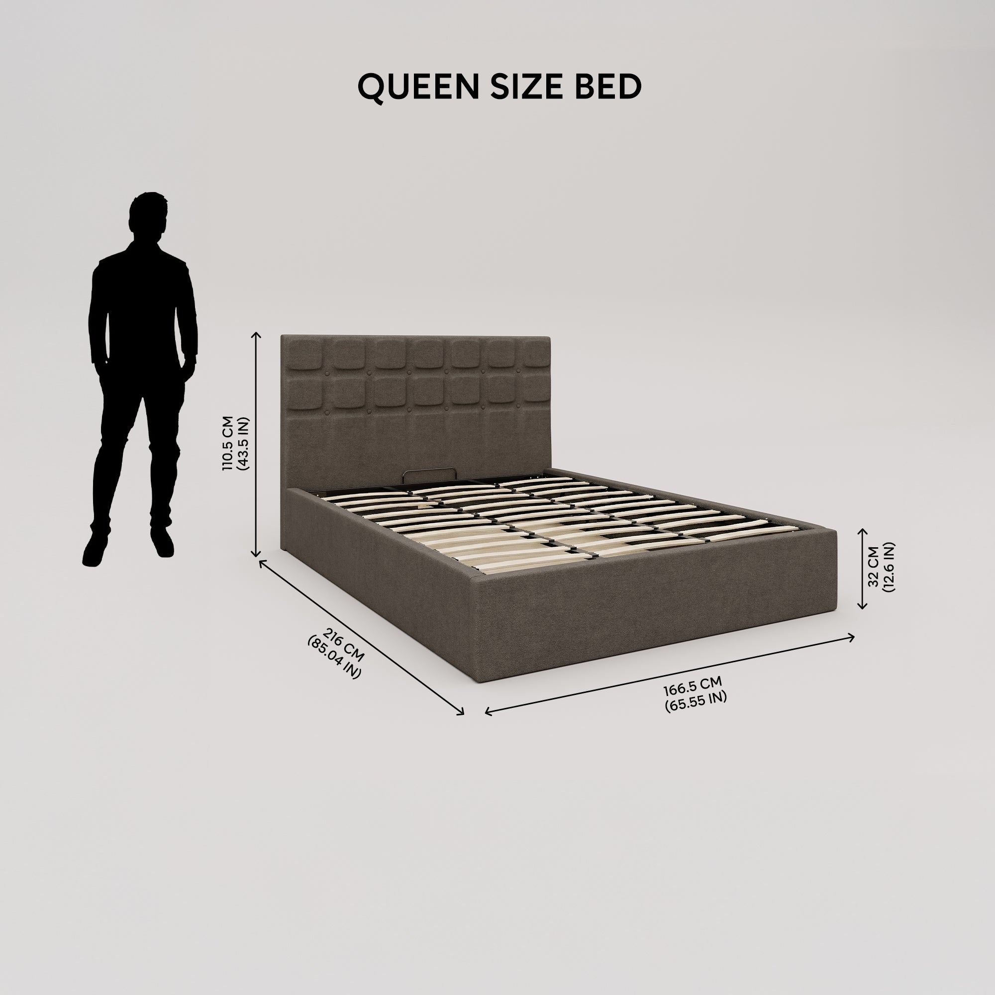 Zuri Hydraulic Upholstered Bed with Storage - Sepia Tint Brown