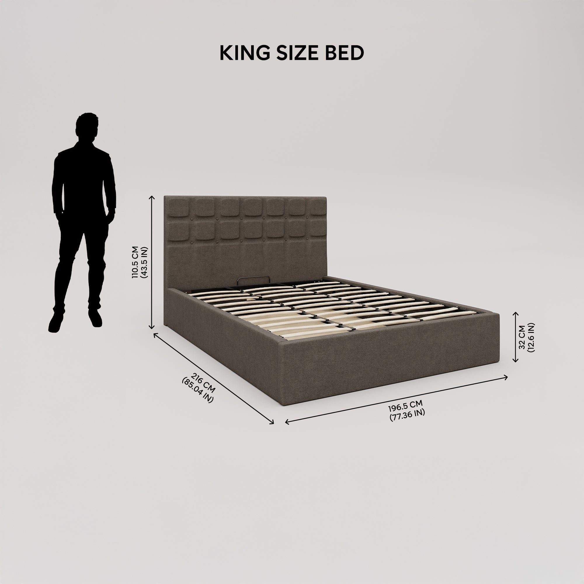 Zuri Hydraulic Upholstered Bed with Storage - Sepia Tint Brown