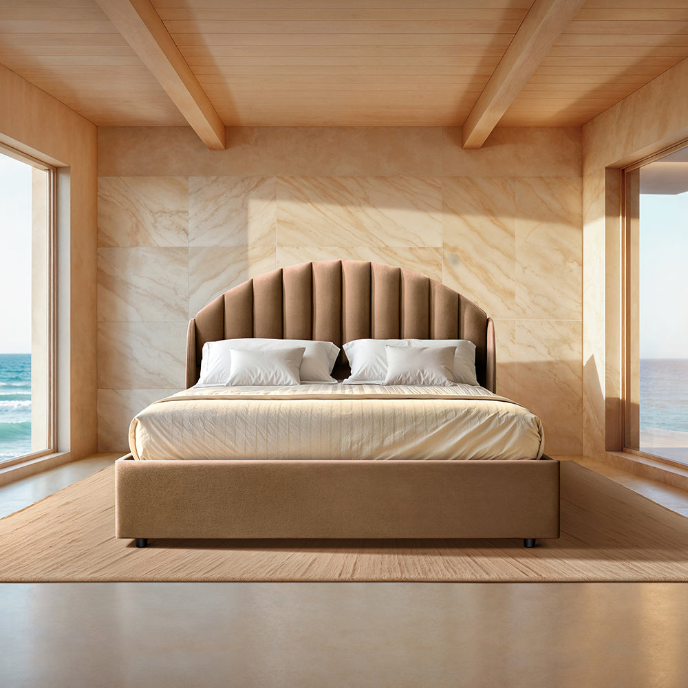 Celeste Tiger's eye Upholstered Bed - Brown