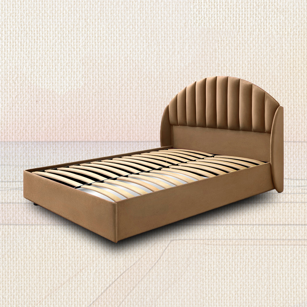 Celeste Tiger's eye Upholstered Bed - Brown