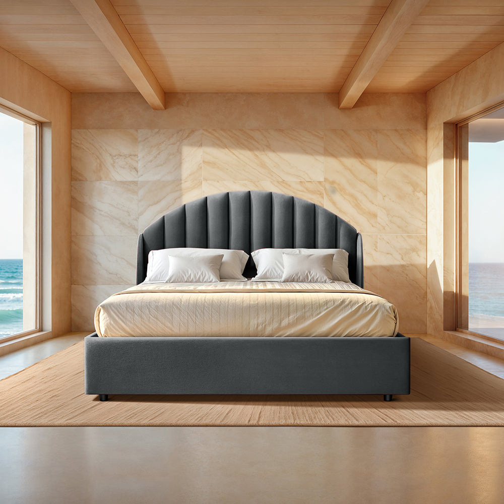 Celeste Stormy Weather Upholstered Bed - Grey — VK Furniture & Electronics | VK Furniture Mangalore