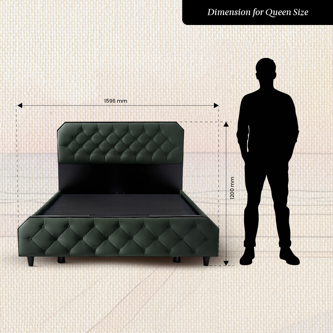 Serene Mountain View Upholstered Bed - Green
