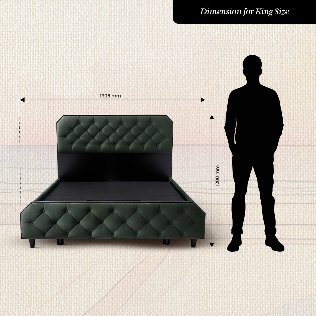 Serene Mountain View Upholstered Bed - Green