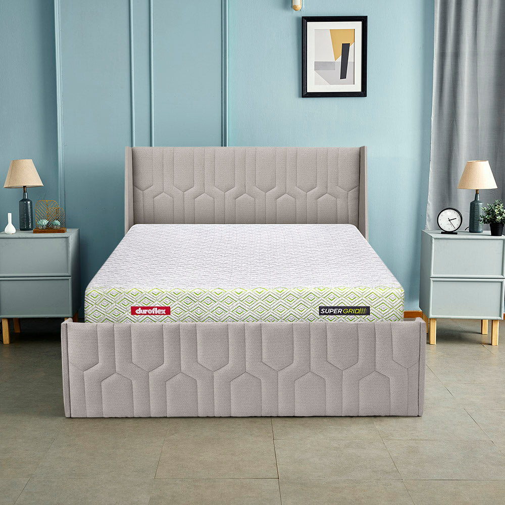 Tranquil Lime Shell Upholstered Bed - Grey Color