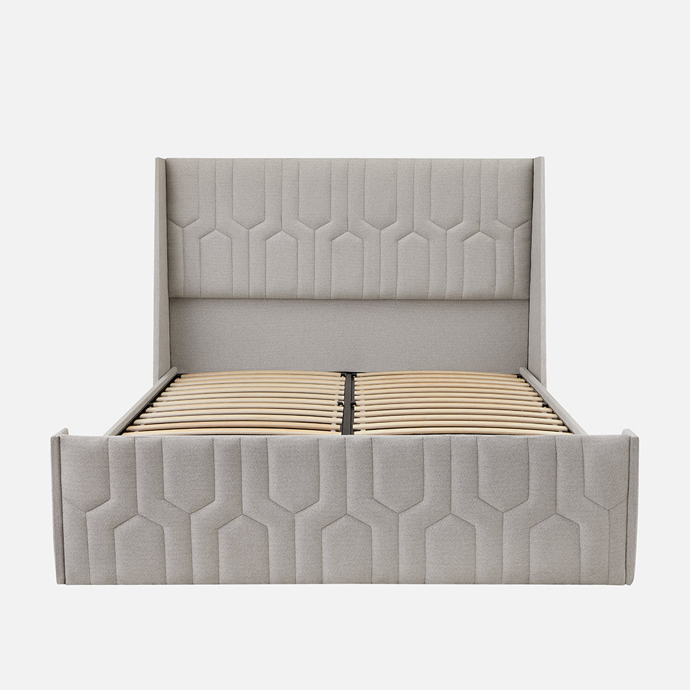 Tranquil Lime Shell Upholstered Bed - Grey Color
