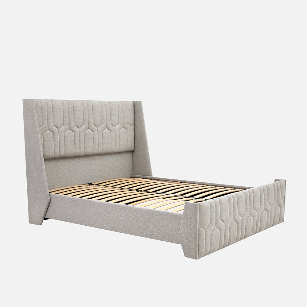 Tranquil Lime Shell Upholstered Bed - Grey Color