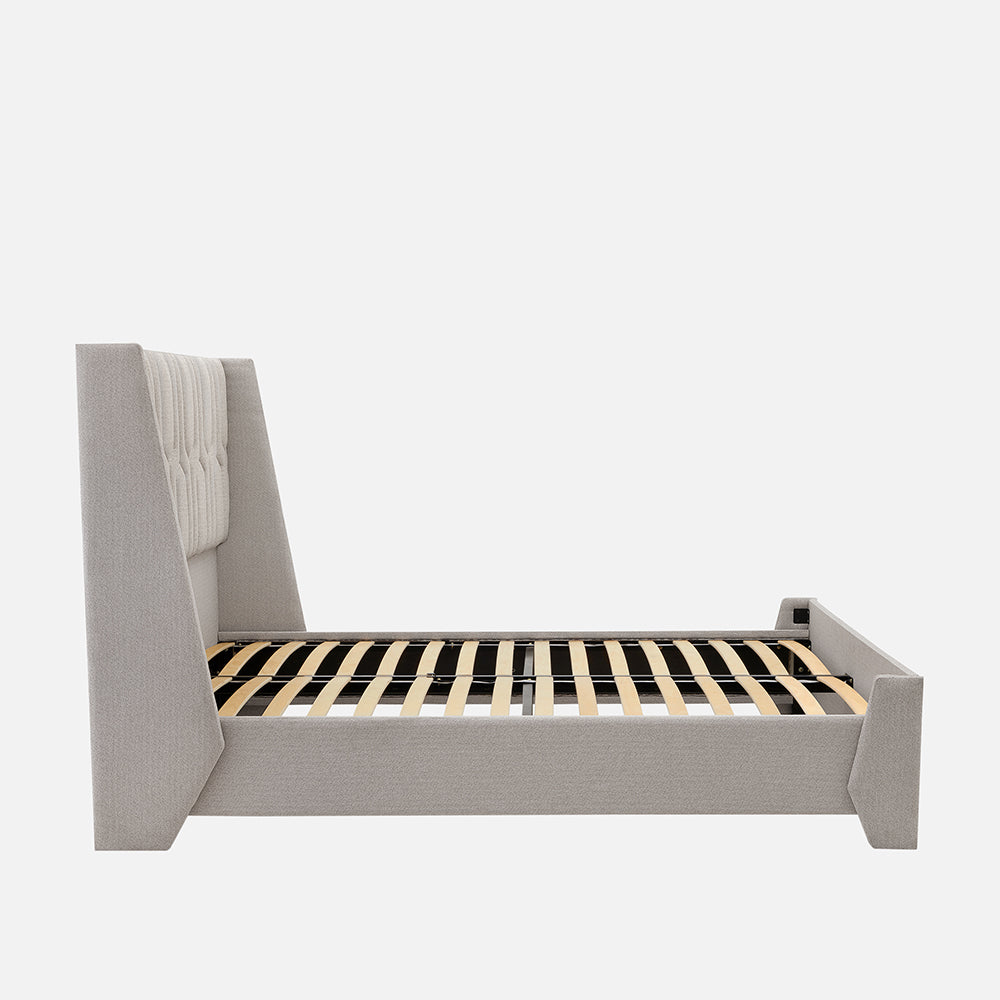 Tranquil Lime Shell Upholstered Bed - Grey Color