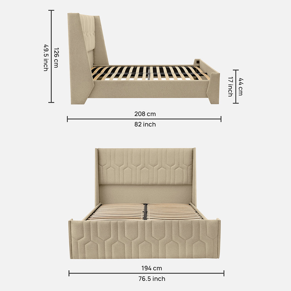 Tranquil Walnut Shell Upholstered Bed - Brown Color