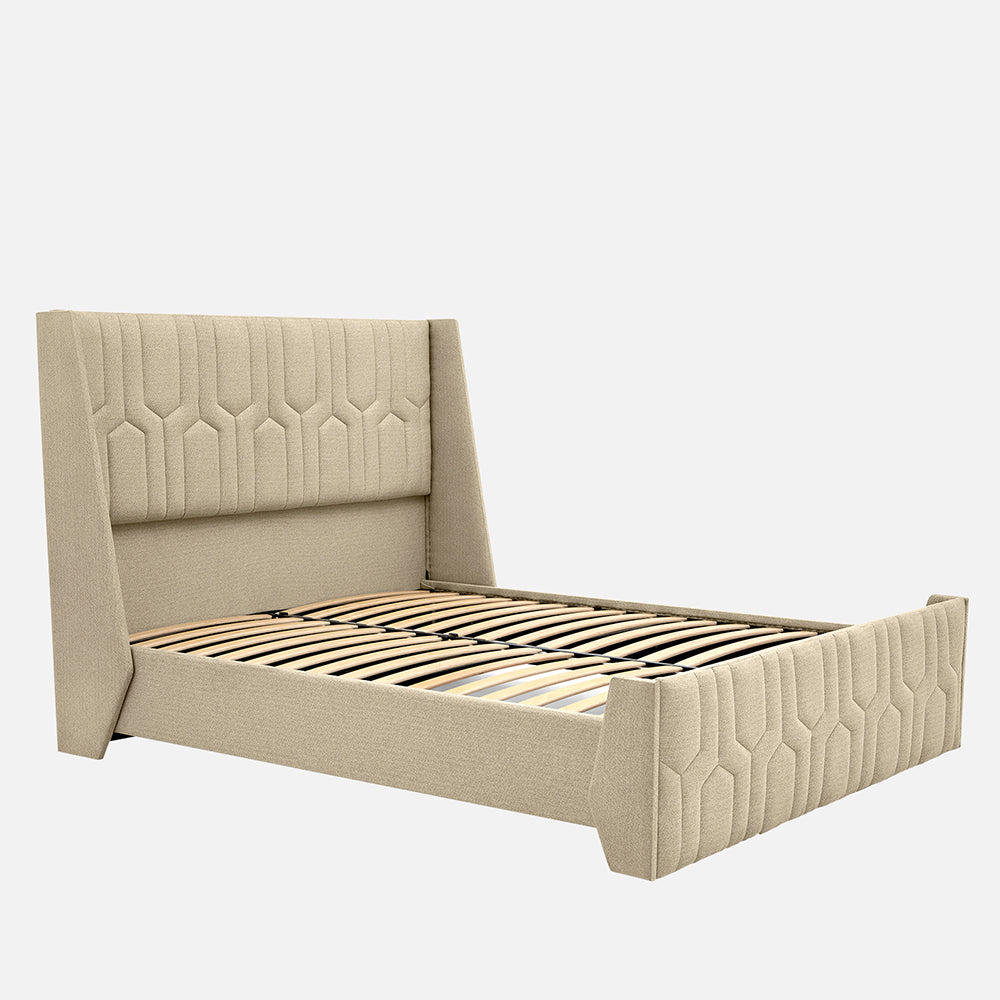 Tranquil Walnut Shell Upholstered Bed - Brown Color
