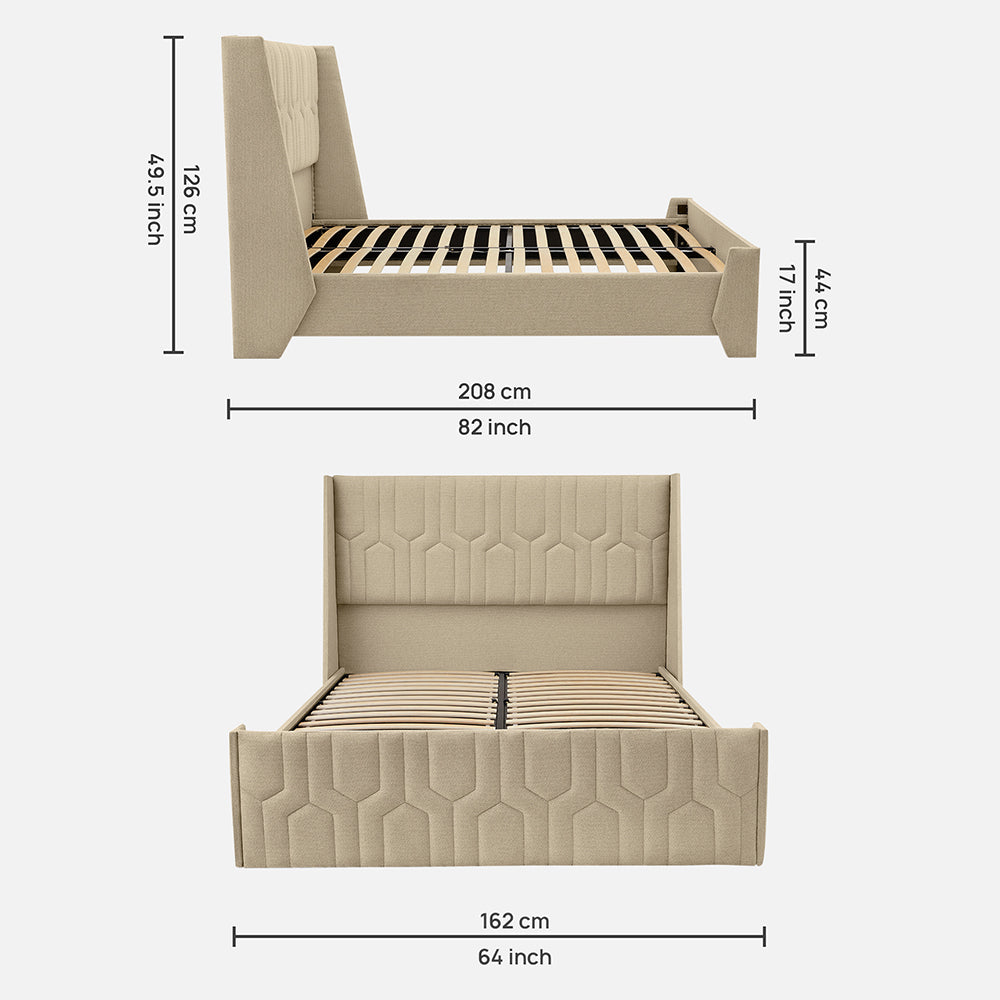 Tranquil Walnut Shell Upholstered Bed - Brown Color