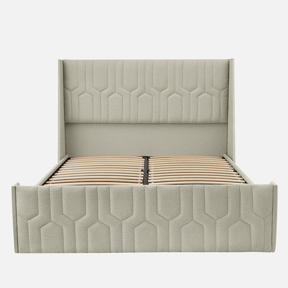 Tranquil Sea Shell Upholstered Bed - Beige Color