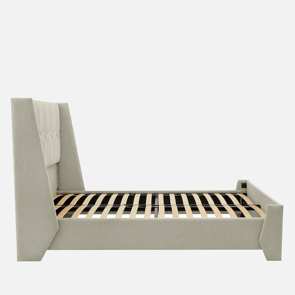 Tranquil Sea Shell Upholstered Bed - Beige Color