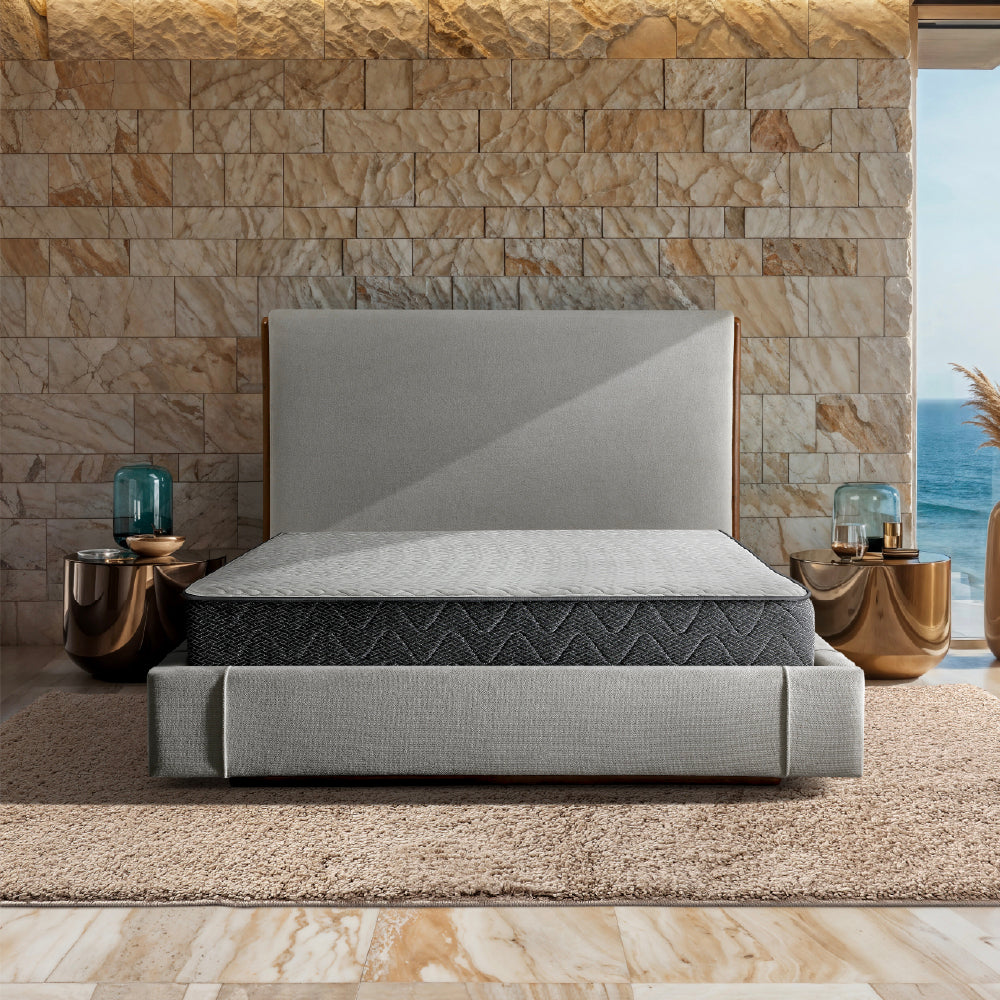 Elise Upholstered Platform Bed - Belgian Block Grey
