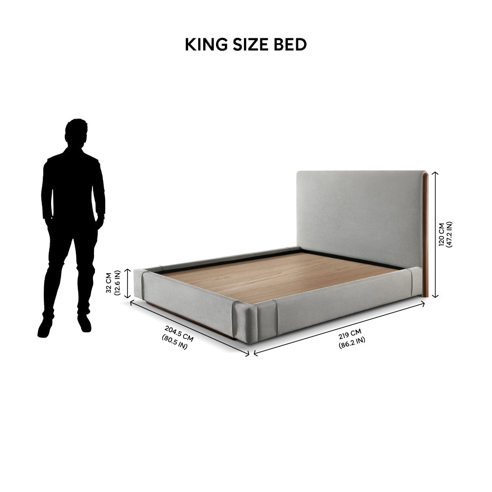 Elise Upholstered Platform Bed - Belgian Block Grey