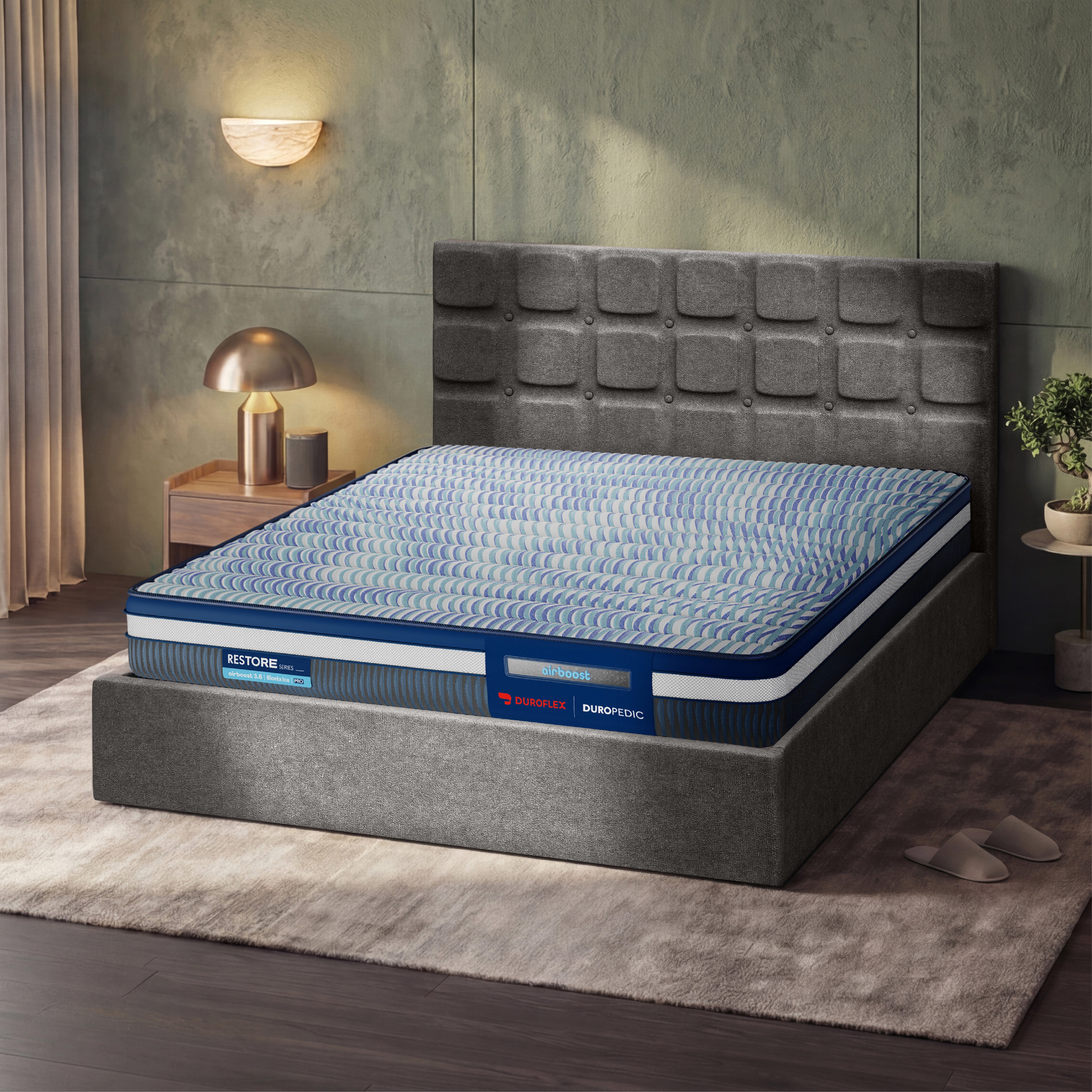 Zuri Hydraulic Upholstered Bed with Storage - Moonmist Grey