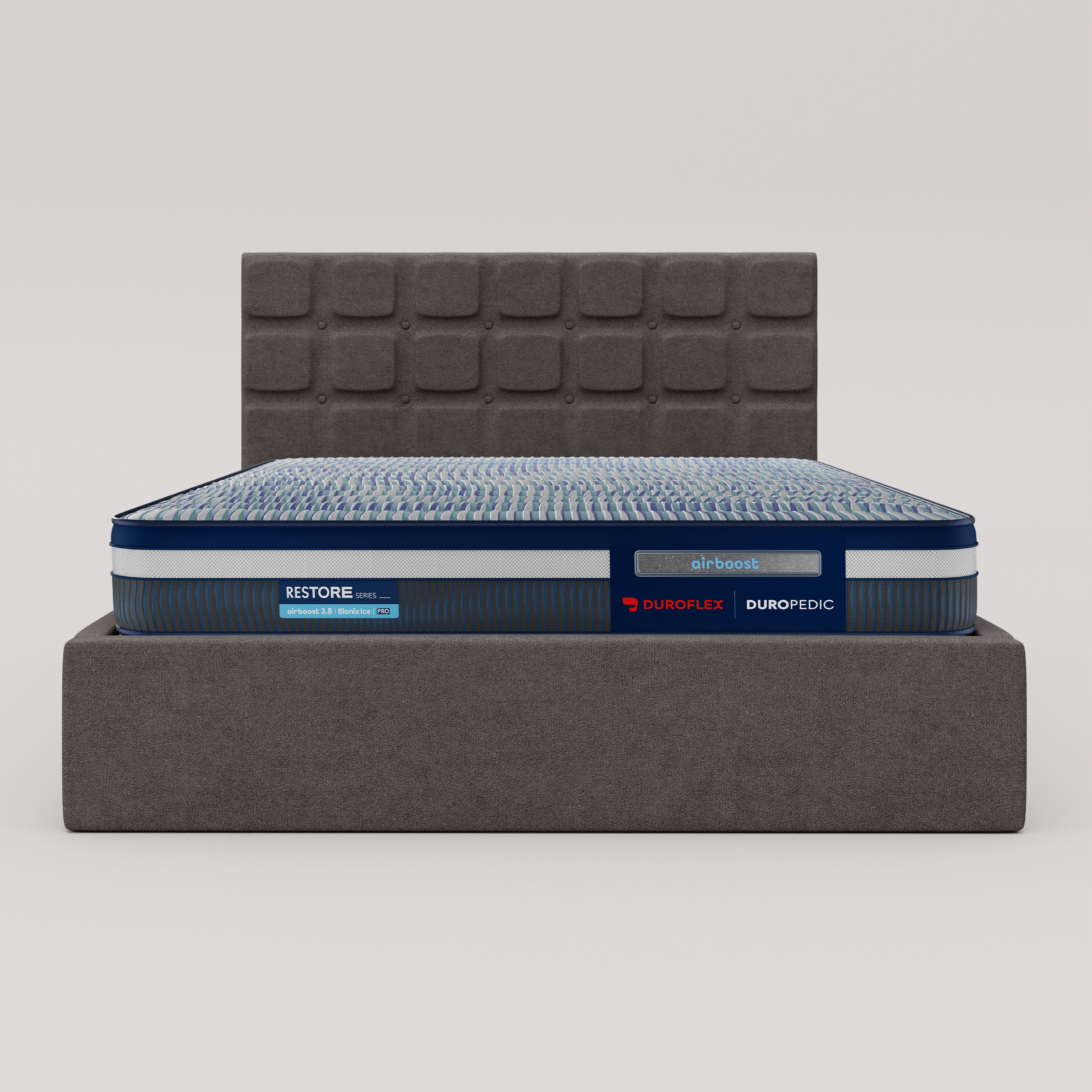 Zuri Hydraulic Upholstered Bed with Storage - Moonmist Grey