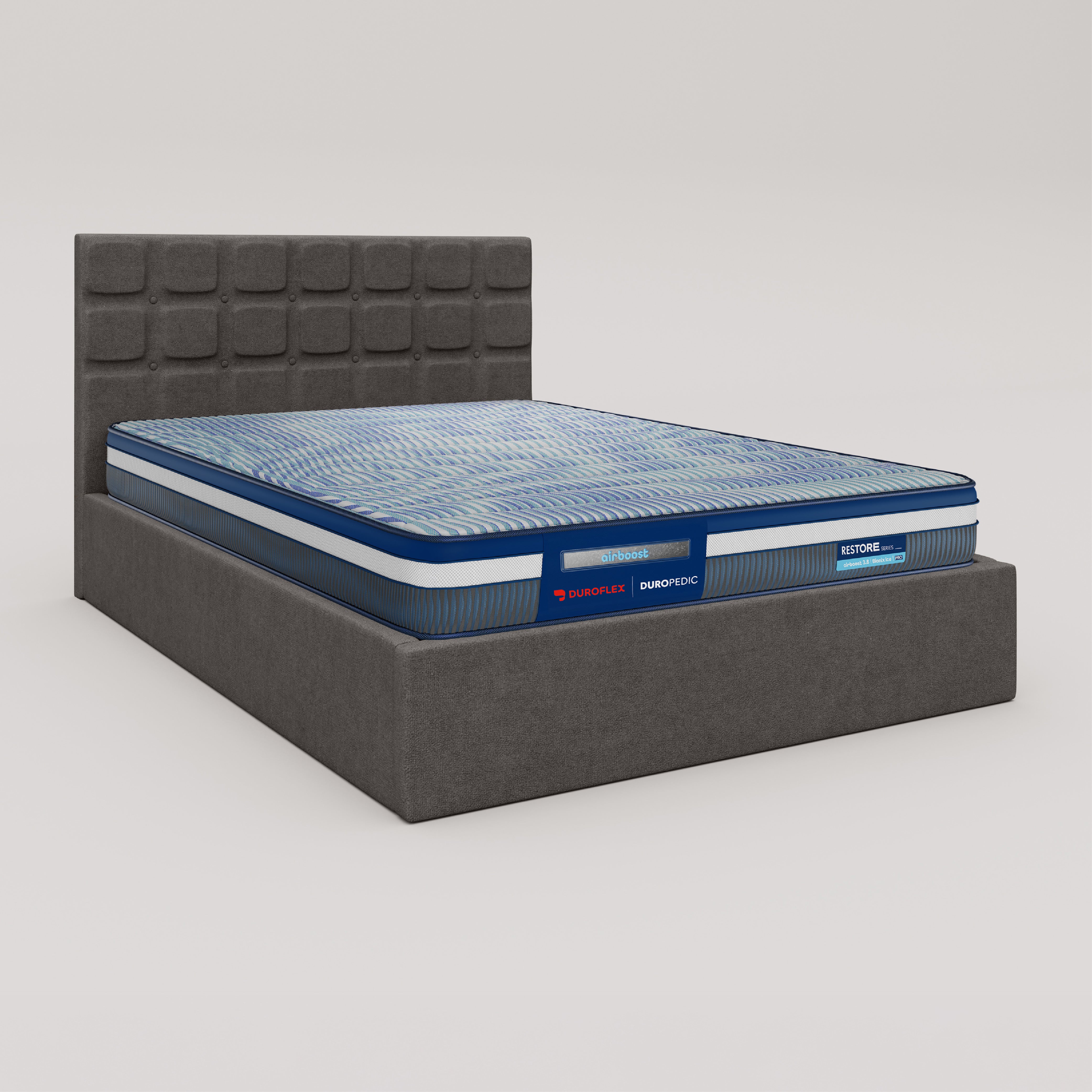 Zuri Hydraulic Upholstered Bed with Storage - Moonmist Grey
