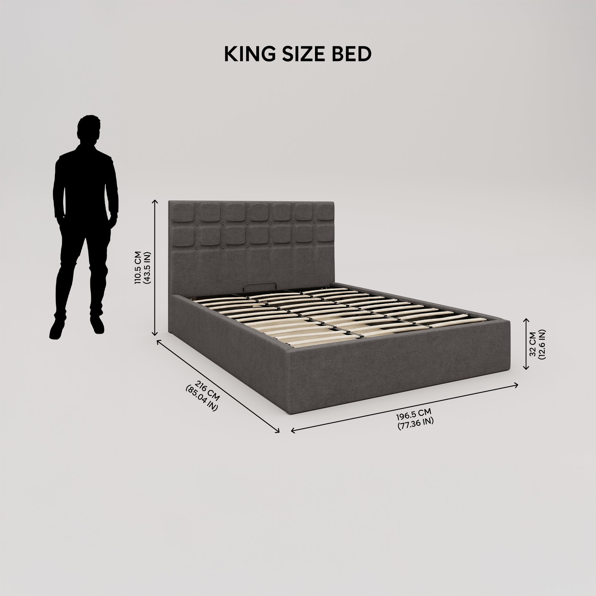 Zuri Hydraulic Upholstered Bed with Storage - Moonmist Grey