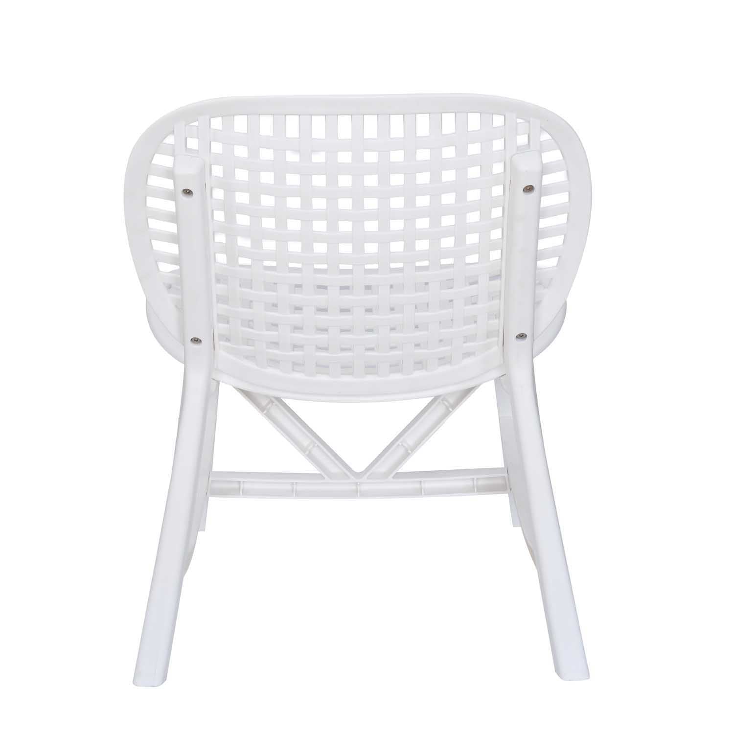 Nilkamal Arena Chairs and Crystal Glass Top Coffee Table Plastic Outdoor Set (Milky White)