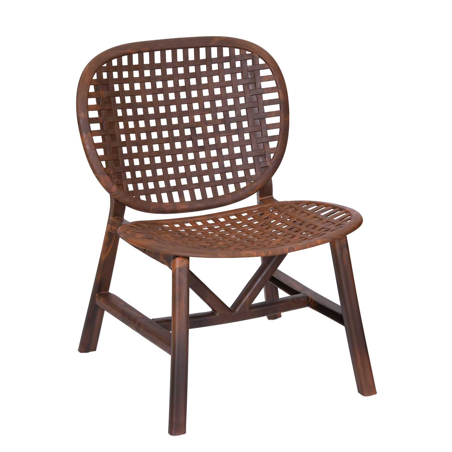 Nilkamal Arena Chairs and Glass Top Coffee Table Plastic Outdoor Set (Walnut & Weather Brown)