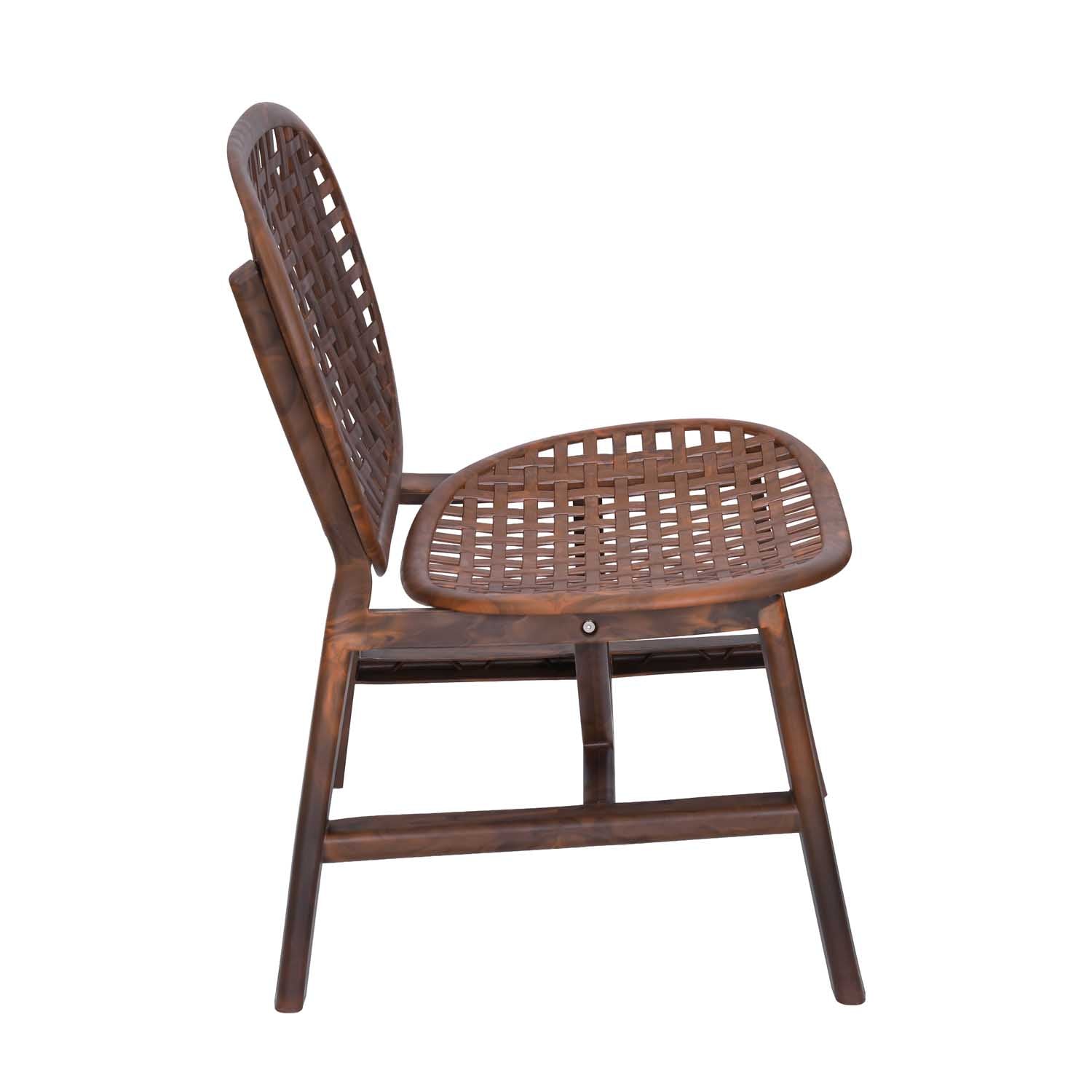 Nilkamal Arena Chairs and Glass Top Coffee Table Plastic Outdoor Set (Walnut & Weather Brown)