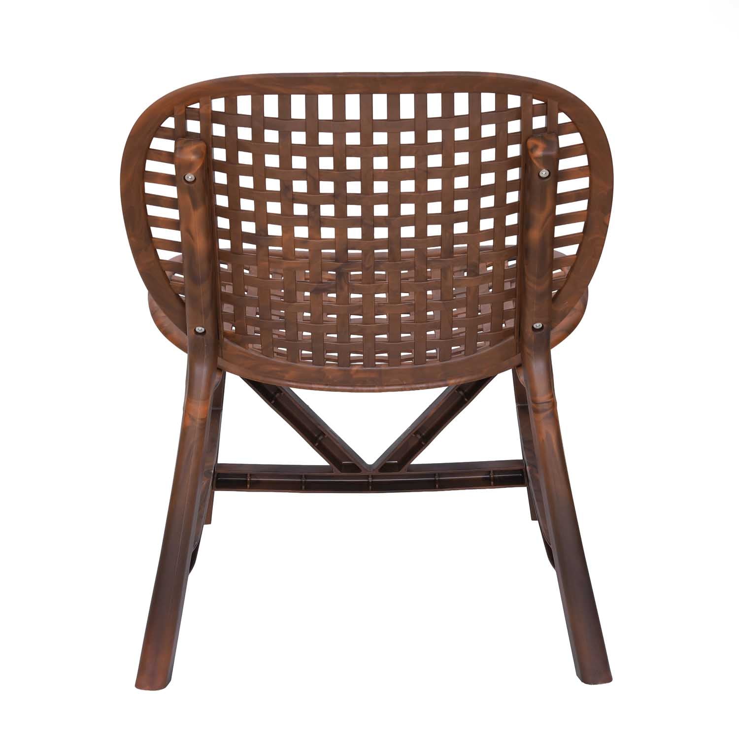 Nilkamal Arena Chairs and Glass Top Coffee Table Plastic Outdoor Set (Walnut & Weather Brown)